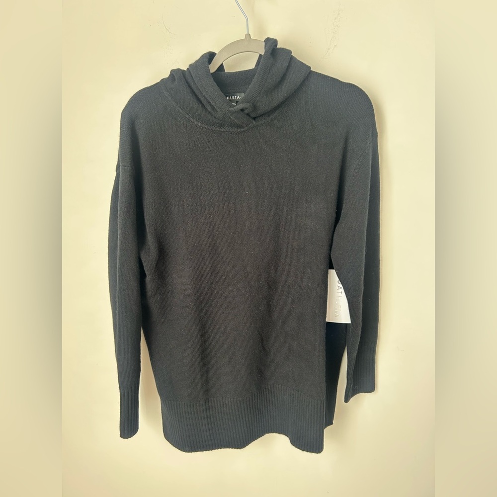 Athleta black cashmere wool hoodie pullover sweater